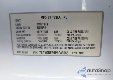 2023 Tesla Model Y Performance Dual Motor All-Wheel Drive from USA, damaged, VIN 7SAYGDEF5PA048656